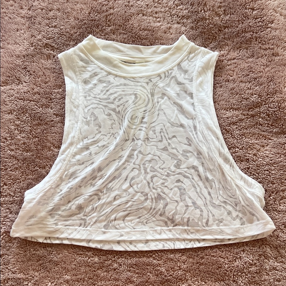 lululemon athletica White Sheer Zebra-Print Crop Tank